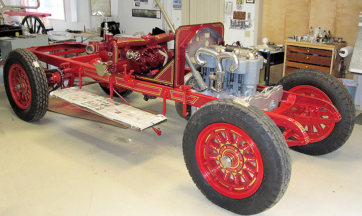American LaFrance fire engine frame, pump and motor.